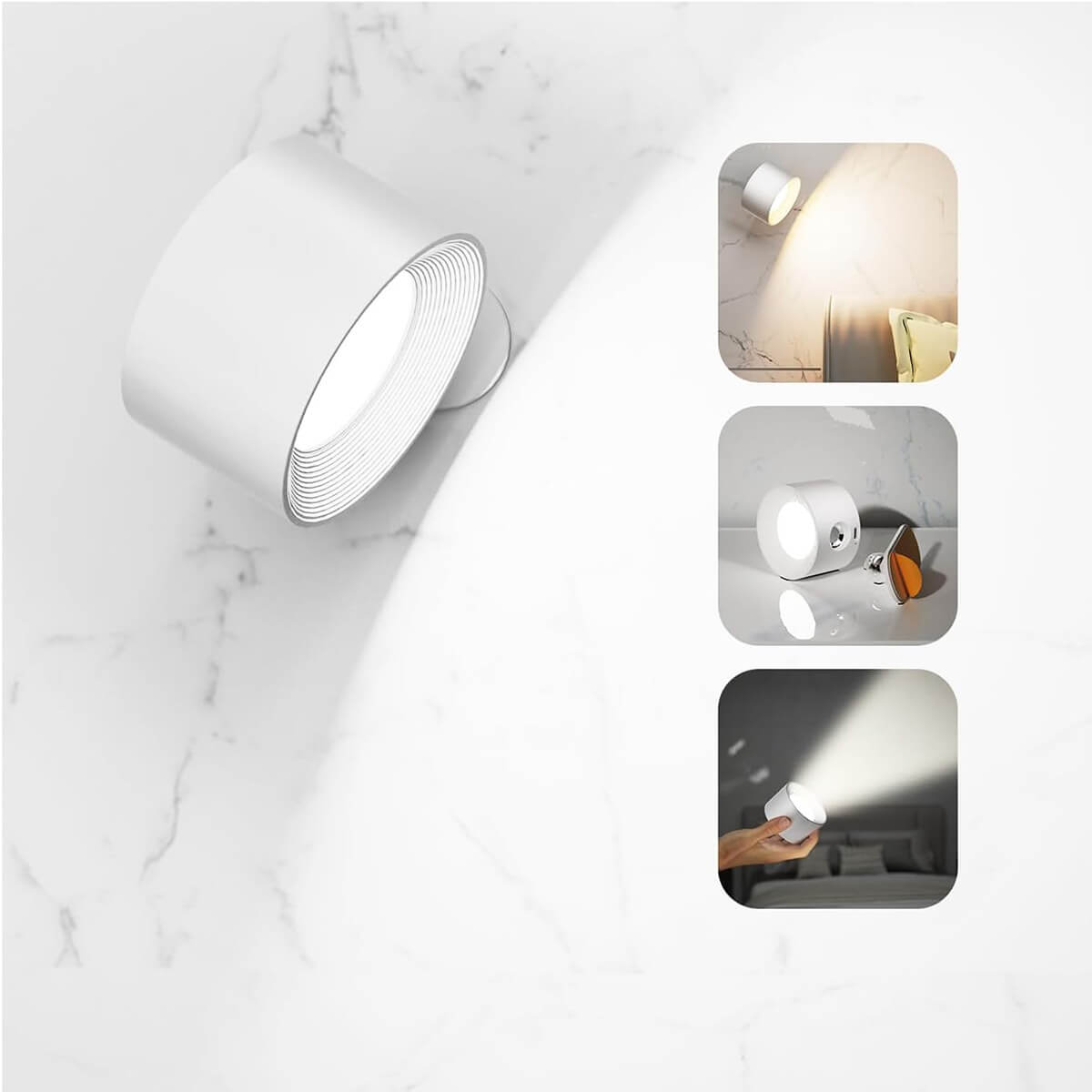 360° Tosidig Magnetisk LED Vegglampe, Oppladbar med Fjernkontroll - Bilde 6