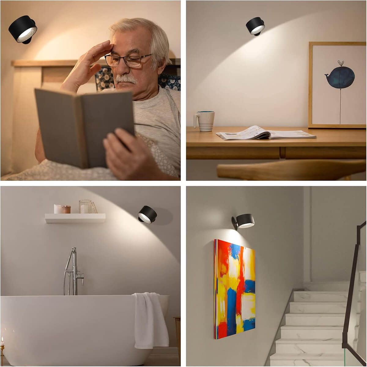 360° Tosidig Magnetisk LED Vegglampe, Oppladbar med Fjernkontroll - Bilde 5