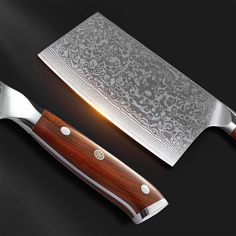 7-tommers Damaskus Cleaver Knife Rosewood-serien - Bilde 2