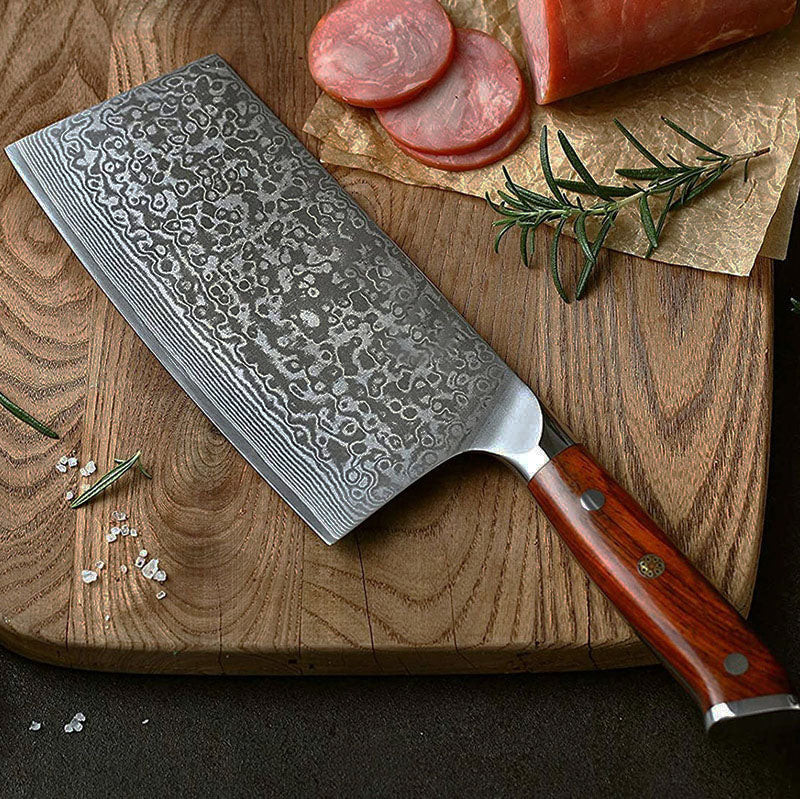 7-tommers Damaskus Cleaver Knife Rosewood-serien - Bilde 4