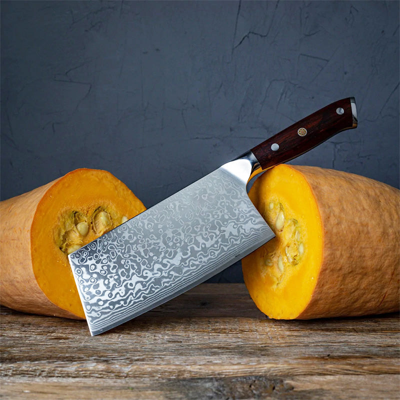 7-tommers Damaskus Cleaver Knife Rosewood-serien - Bilde 6