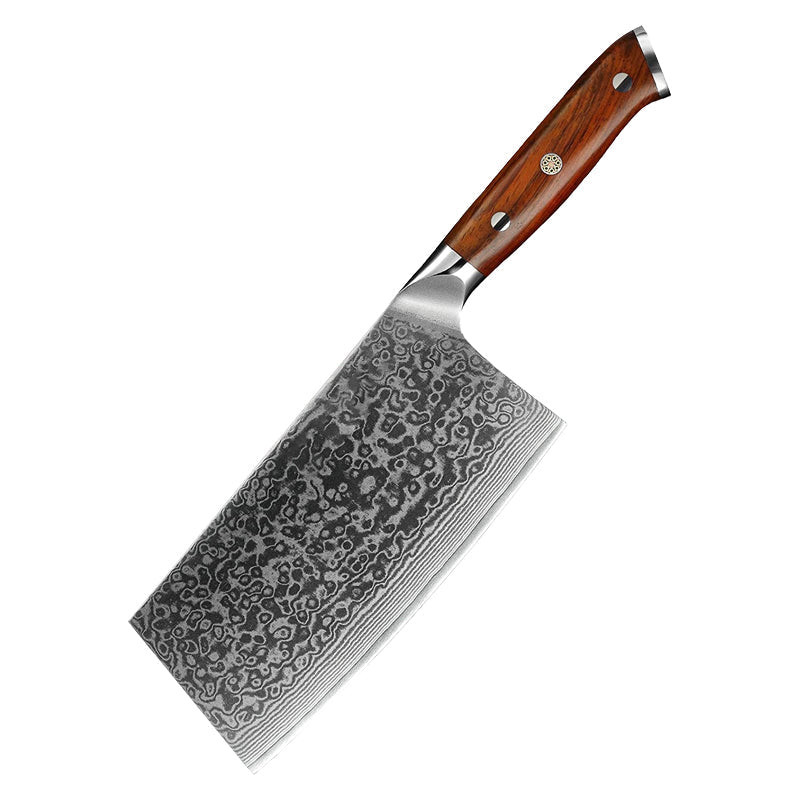 7-tommers Damaskus Cleaver Knife Rosewood-serien