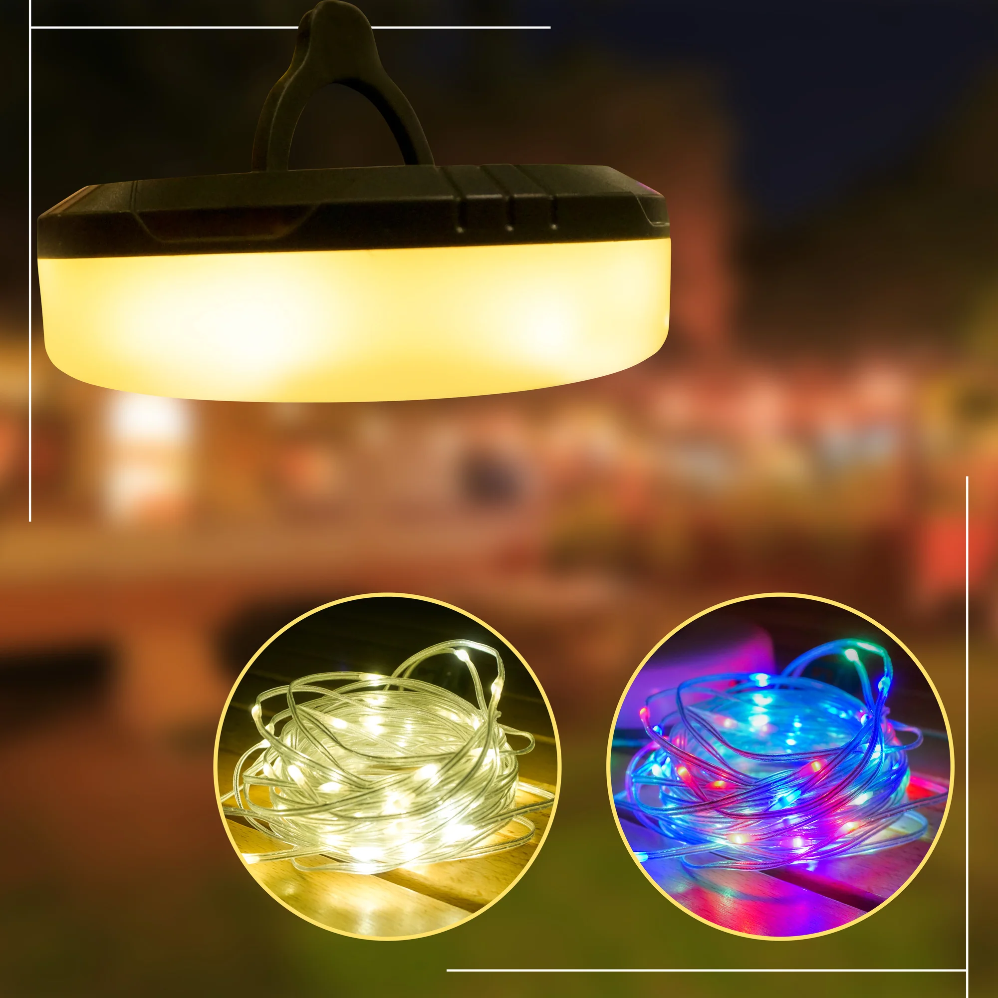 Uttrekkbare Campinglys – All-In-One Varme & RGB-Modus - Bilde 4